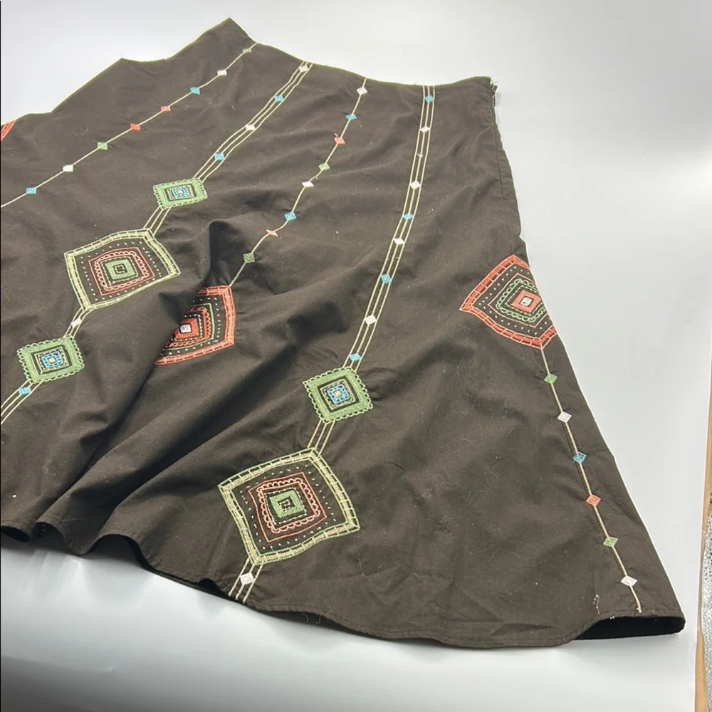 Sunny Leigh A-Line Embroidered Skirt  4 Cottagecore Cotton Zip Up Festival wear